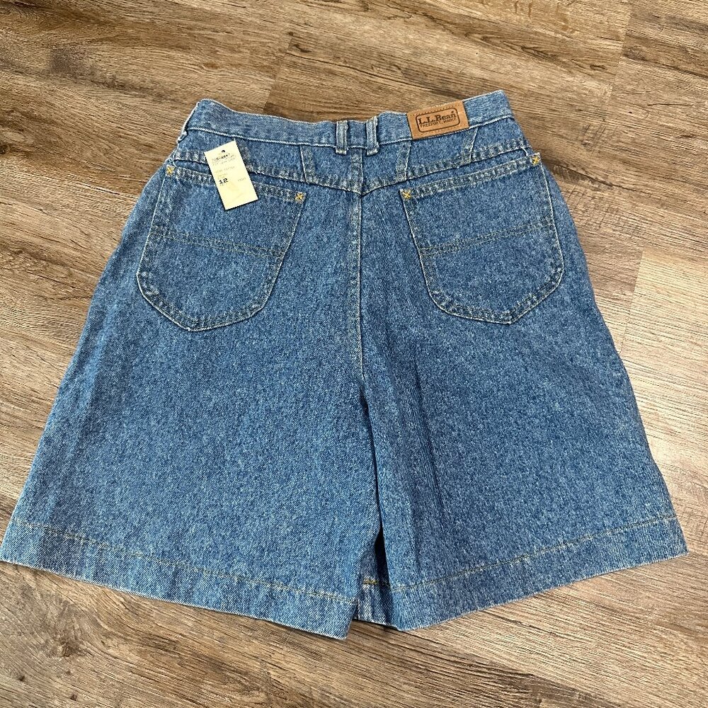 NWT Vintage L.L. Bean Womens Mom Jean Shorts 12 High Rise USA 90's Union 30 LL